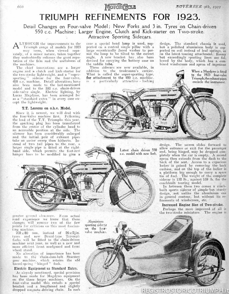 Presentazione gamma Triumph 1922