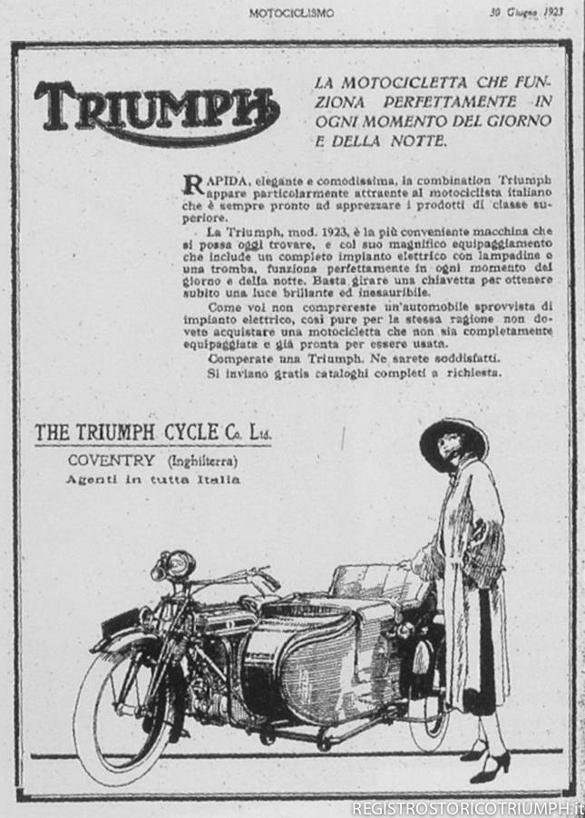 1923 - Pubblicità Triumph Italiana