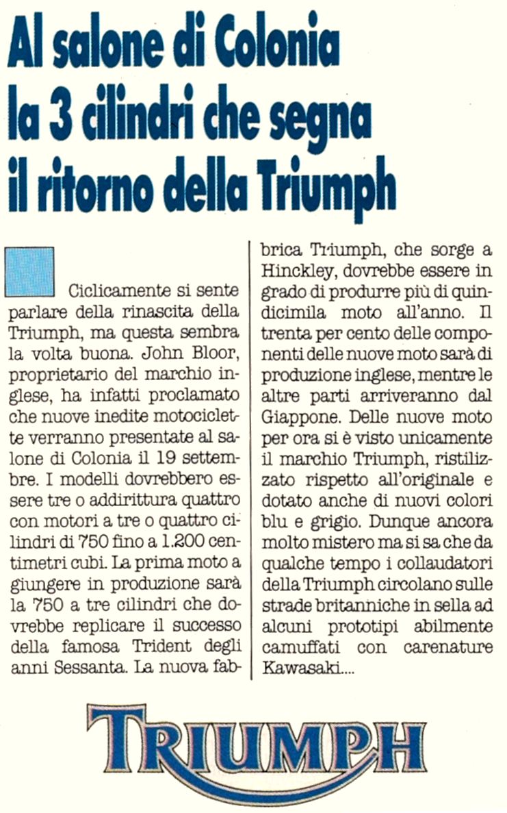 1990 Luglio Motociclismo Triumph
