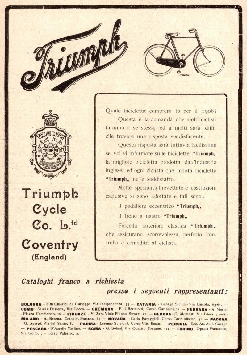 1909 - Pubblicità italiana (biciclette Triumph)