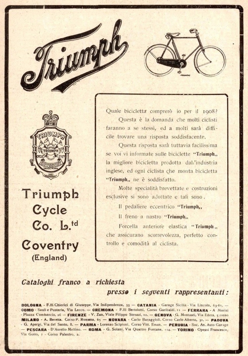 1909 - Pubblicit italiana (biciclette Triumph)