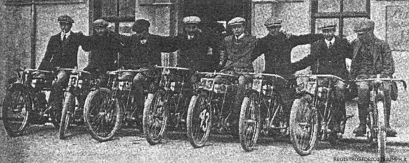 1910 - Le otto Triumph che tagliarono il traguardo del TT
