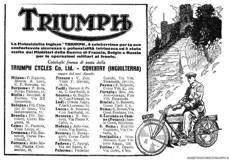 1914 - Pubblicità Triumph in Italia