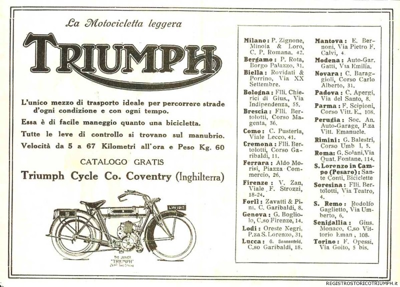 1915 - Pubblicità Triumph in Italia
