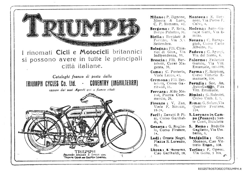 1915 - Pubblicit Triumph in Italia