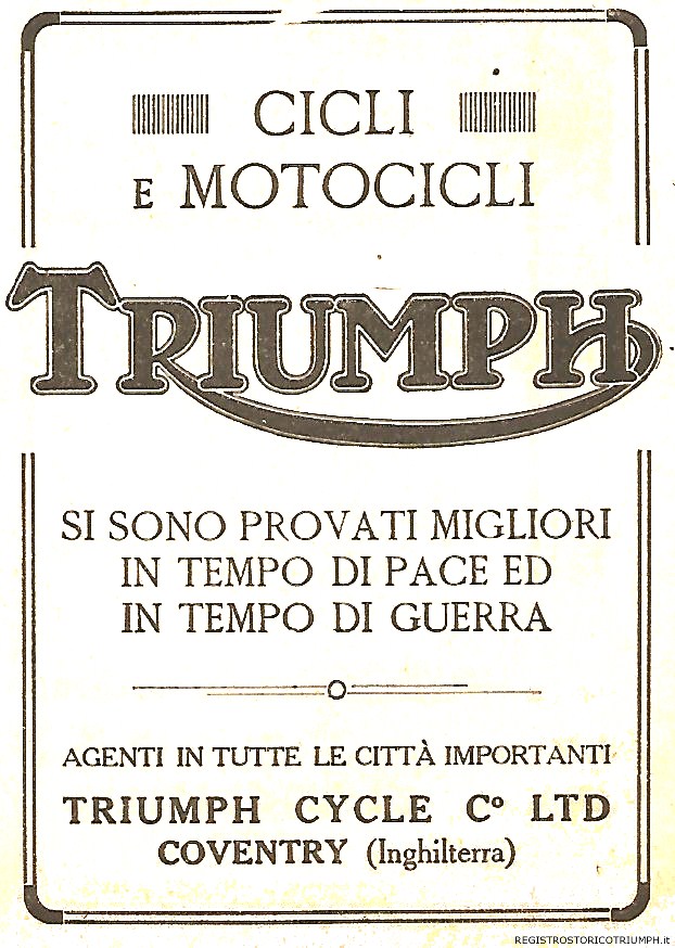 1917 - Pubblicità Triumph in Italia