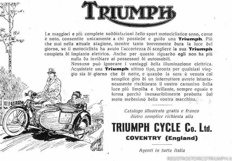 1924 - Pubblicità Triumph (stampa italiana)