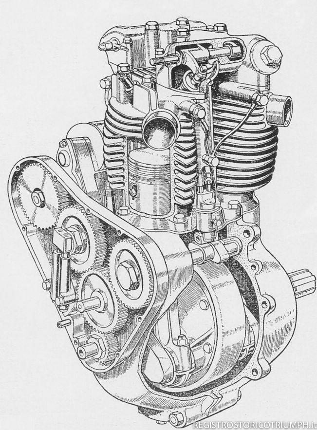 1937 - Disegno del nuovo 5T 499cc Speed Twin